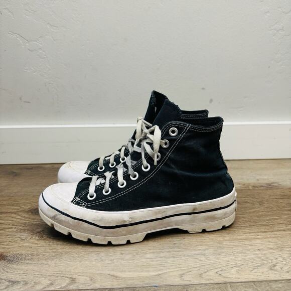 Converse All Star Black And White Lugged Platform Sneakers Women’s Size 8.5 - Picture 2 of 11